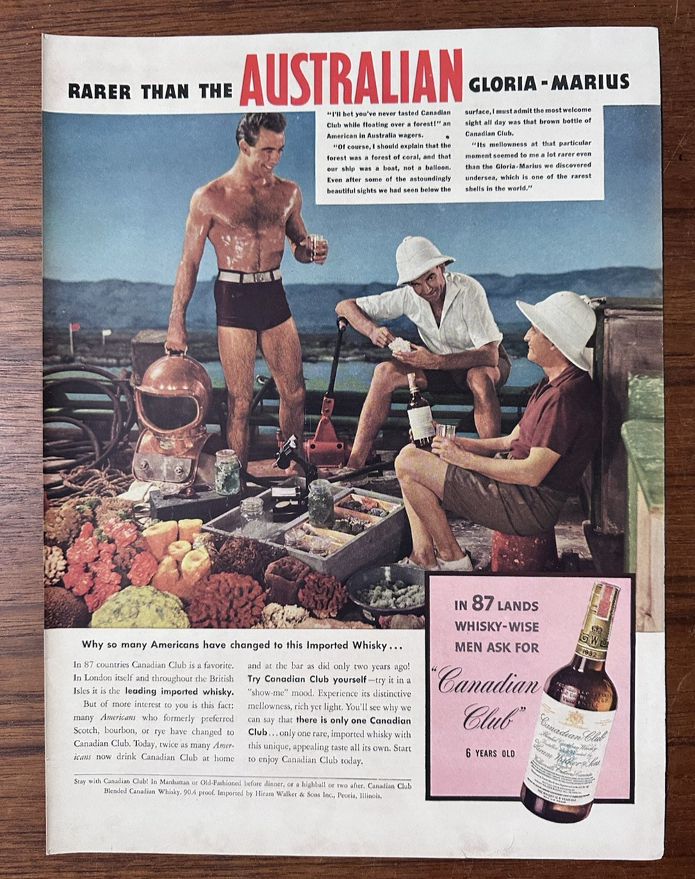 1939 CANADIAN CLUB WHISKEY Rarer Than Australian Gloria Marcus Vintage Print Ad